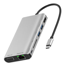 Load image into Gallery viewer, 7 in 1 Type-C to RJ45+VGA+Type-C+SD Card Slot+USB3.0 x 2+HDMI Dock Hub Adapter, 7 in 1