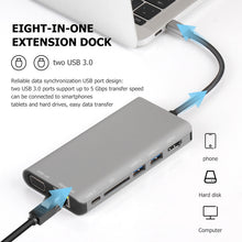 Load image into Gallery viewer, 7 in 1 Type-C to RJ45+VGA+Type-C+SD Card Slot+USB3.0 x 2+HDMI Dock Hub Adapter, 7 in 1