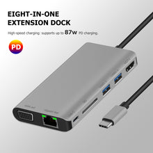 Load image into Gallery viewer, 7 in 1 Type-C to RJ45+VGA+Type-C+SD Card Slot+USB3.0 x 2+HDMI Dock Hub Adapter, 7 in 1
