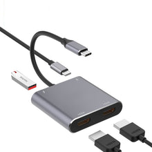 Load image into Gallery viewer, 4 in 1 Type-C to Dual HDMI + USB + Type-C HUB Adapter