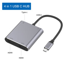 Load image into Gallery viewer, 4 in 1 Type-C to Dual HDMI + USB + Type-C HUB Adapter