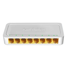Load image into Gallery viewer, 8-Ports 100M RJ45 Mini Switch Home Plug-and-Play Bypass Unmanaged Network Splitter for Bedroom Network Monitoring