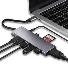 Load image into Gallery viewer, 9-in-1 USB Type-C to HDMI+USB3.0x3+Type-C+PD+SD/TF+Audio HUB Adapter, HDMI+USB3.0x3+Type-C+PD+SD/TF+Audio to Type-C