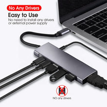 Load image into Gallery viewer, 9-in-1 USB Type-C to HDMI+USB3.0x3+Type-C+PD+SD/TF+Audio HUB Adapter, HDMI+USB3.0x3+Type-C+PD+SD/TF+Audio to Type-C