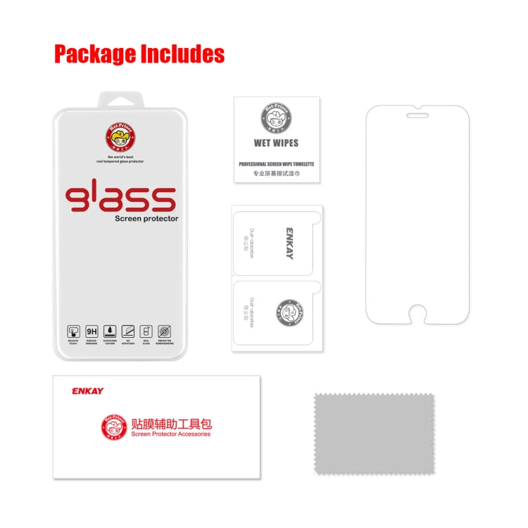 ENKAY 0.26mm 9H Tempered Glass Film for iPhone SE 2022 / SE 2020 / 8 / 7, 1 PC, 2pcs, 5pcs, 10pcs