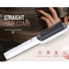 Load image into Gallery viewer, K-SKIN KD380 Hair Straightener Electric Straight Hair Curler Comb Brush PTC Heating Ceramic Straight Hair Brush, UK Plug, Black, UK Plug, White, EU Plug, Black, EU Plug, White