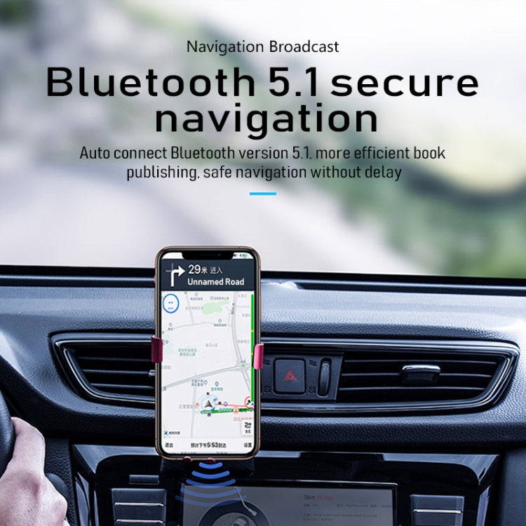 T50 Car USB Bluetooth 5.1 Receiver FM Transmitter for Hands-Free Call Navigation, T50