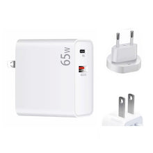 Load image into Gallery viewer, PD-65W USB-C / Type-C + QC3. 0 USB Laptop Charging Adapter, EU Plug / US Plug, EU Plug / US Plug
