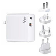 Load image into Gallery viewer, PD-65W USB-C / Type-C + QC3. 0 USB Laptop Charging Adapter, AU Plug / US Plug / EU Plug / UK Plug, AU Plug / US Plug / EU Plug / UK Plug