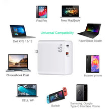 Load image into Gallery viewer, PD-65W USB-C / Type-C + QC3. 0 USB Laptop Charging Adapter, UK Plug / US Plug, UK Plug / US Plug