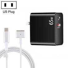 Load image into Gallery viewer, PD-65W USB-C / Type-C + QC3. 0 USB Laptop Charging Adapter + 1.8m USB-C / Type-C to MagSafe 2 / T Head Data Cable, US Plug, MagSafe 2 / T Cable, US Plug