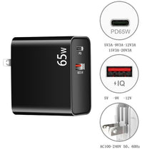 Load image into Gallery viewer, PD-65W USB-C / Type-C + QC3. 0 USB Laptop Charging Adapter + 1.8m USB-C / Type-C to MagSafe 2 / T Head Data Cable, US Plug, MagSafe 2 / T Cable, US Plug