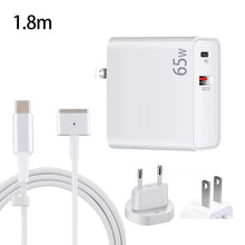 Load image into Gallery viewer, PD-65W USB-C / Type-C + QC3. 0 USB Laptop Charging Adapter + 1.8m USB-C / Type-C to MagSafe 2 / T Head Data Cable, EU Plug / US Plug, MagSafe 2 / T Cable, EU Plug / US Plug