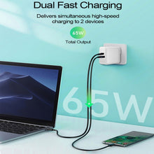 Load image into Gallery viewer, PD-65W USB-C / Type-C + QC3. 0 USB Laptop Charging Adapter + 1.8m USB-C / Type-C to MagSafe 2 / T Head Data Cable, EU Plug / US Plug, MagSafe 2 / T Cable, EU Plug / US Plug