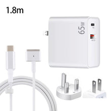 Load image into Gallery viewer, PD-65W USB-C / Type-C + QC3. 0 USB Laptop Charging Adapter + 1.8m USB-C / Type-C to MagSafe 2 / T Head Data Cable, UK Plug / US Plug, MagSafe 2 / T Cable, UK Plug / US Plug