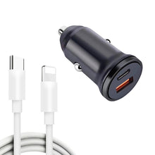 Load image into Gallery viewer, WKN-707 PD 20W USB-C / Type-C + QC 3.0 25W USB Mini Car Charger with USB-C / Type-C to 8 Pin Data Cable, Cable Length: 1m