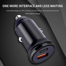 Load image into Gallery viewer, WKN-707 PD 20W USB-C / Type-C + QC 3.0 25W USB Mini Car Charger with USB-C / Type-C to 8 Pin Data Cable, Cable Length: 1m