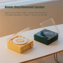 Load image into Gallery viewer, Duosi X11 Vinyl Atomic Retro Bluetooth Speaker Desktop Creative Alarm Clock