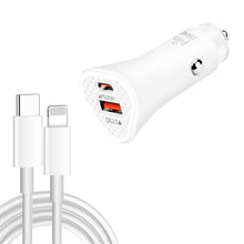 Load image into Gallery viewer, TE-P23 38W PD USB-C / Type-C + QC3. 0 USB Triangle Car Charger + USB-C / Type-C to 8 Pin Data Cable, Length: 1m, with Type-C to 8 Pin Cable