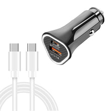 Load image into Gallery viewer, TE-P23 38W PD USB-C / Type-C + QC3. 0 USB Triangle Car Charger + USB-C / Type-C to USB-C / Type-C Data Cable, Length: 1m, with Type-C to Type-C Cable
