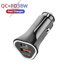 Load image into Gallery viewer, TE-P23 38W PD USB-C / Type-C + QC3. 0 USB Triangle Car Charger + USB-C / Type-C to USB-C / Type-C Data Cable, Length: 1m, with Type-C to Type-C Cable
