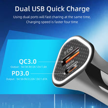 Load image into Gallery viewer, TE-P23 38W PD USB-C / Type-C + QC3. 0 USB Triangle Car Charger + USB-C / Type-C to USB-C / Type-C Data Cable, Length: 1m, with Type-C to Type-C Cable