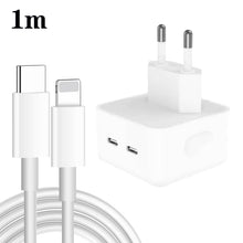 Load image into Gallery viewer, PD 35W Dual USB-C / Type-C Ports Charger with Type-C to 8 Pin Data Cable, EU Plug, EU Plug + 1m 8 Pin Cable