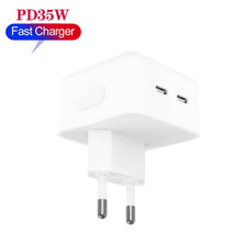 Load image into Gallery viewer, PD 35W Dual USB-C / Type-C Ports Charger with Type-C to 8 Pin Data Cable, EU Plug, EU Plug + 1m 8 Pin Cable