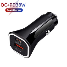 Load image into Gallery viewer, TE-P22 38W PD USB-C / Type-C + QC3. 0 USB Car Charger with 1m USB to USB-C / Type-C Data Cable, with Type-C Cable