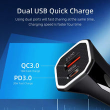 Load image into Gallery viewer, TE-P22 38W PD USB-C / Type-C + QC3. 0 USB Car Charger with 1m USB to USB-C / Type-C Data Cable, with Type-C Cable