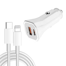 Load image into Gallery viewer, TE-P22 38W PD USB-C / Type-C + QC3. 0 USB Car Charger with 1m USB-C / Type-C to 8 Pin Data Cable, with USB-C / Type-C to 8 Pin Cable