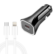 Load image into Gallery viewer, TE-P2 PD20W USB-C / Type-C Car Charger with Type-C to 8 Pin Data Cable, Type-C to 8 Pin Data Cable (Black), Type-C to 8 Pin Data Cable (White)