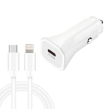 Load image into Gallery viewer, TE-P2 PD20W USB-C / Type-C Car Charger with Type-C to 8 Pin Data Cable, Type-C to 8 Pin Data Cable (Black), Type-C to 8 Pin Data Cable (White)