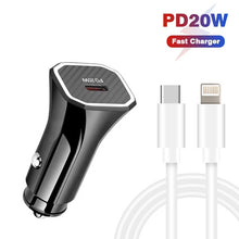 Load image into Gallery viewer, TE-P2 PD20W USB-C / Type-C Car Charger with Type-C to 8 Pin Data Cable, Type-C to 8 Pin Data Cable (Black), Type-C to 8 Pin Data Cable (White)
