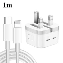 Load image into Gallery viewer, PD 35W Dual USB-C / Type-C Ports Charger with Type-C to 8 Pin Data Cable, UK Plug, UK Plug + 1m 8 Pin Cable, UK Plug + 1.5m 8 Pin Cable, UK Plug + 2m 8 Pin Cable