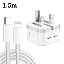 Load image into Gallery viewer, PD 35W Dual USB-C / Type-C Ports Charger with Type-C to 8 Pin Data Cable, UK Plug, UK Plug + 1m 8 Pin Cable, UK Plug + 1.5m 8 Pin Cable, UK Plug + 2m 8 Pin Cable