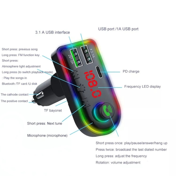 F12 Universal Dual USB Car Charger With Fm Transmitter Blue Tooth Car MP3 Player, F12