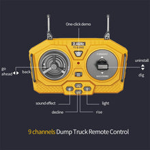 Load image into Gallery viewer, MoFun 1048 2.4G remote control nine-channel cargo construction vehicle 1:24 multi-function mining truck dumper, 1048