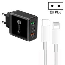Load image into Gallery viewer, 45W PD3.0 + 2 x QC3.0 USB Multi Port Charger with Type-C to 8 Pin Cable, EU Plug, EU Plug + Type-C to 8 Pin Cable