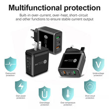 Load image into Gallery viewer, 45W PD3.0 + 2 x QC3.0 USB Multi Port Charger with Type-C to 8 Pin Cable, EU Plug, EU Plug + Type-C to 8 Pin Cable