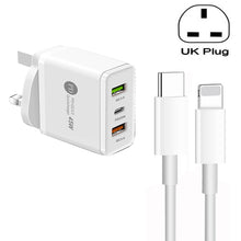 Load image into Gallery viewer, 45W PD3.0 + 2 x QC3.0 USB Multi Port Charger with Type-C to 8 Pin Cable, UK Plug, UK Plug + Type-C to 8 Pin Cable