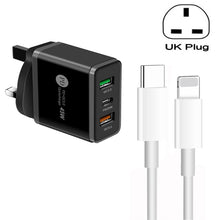 Load image into Gallery viewer, 45W PD3.0 + 2 x QC3.0 USB Multi Port Charger with Type-C to 8 Pin Cable, UK Plug, UK Plug + Type-C to 8 Pin Cable