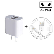 Load image into Gallery viewer, Mini Dual Port USB Charger with USB to 8 Pin Data Cable, AU Plug