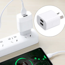 Load image into Gallery viewer, Mini Dual Port USB Charger with USB to 8 Pin Data Cable, AU Plug