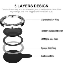 Load image into Gallery viewer, ENKAY Glitter Rear Lens Aluminium Alloy Tempered Glass Film For iPhone 14 / 14 Max, For iPhone 14 / 14 Plus