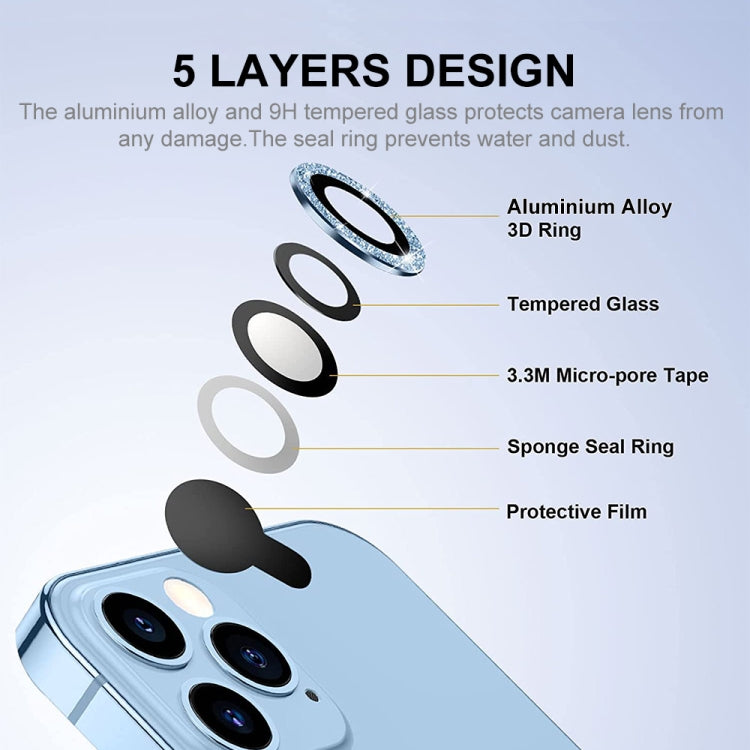ENKAY Glitter Rear Lens Aluminium Alloy Tempered Glass Film For iPhone 14 Pro / 14 Pro Max, For iPhone 14 Pro / 14 Pro Max