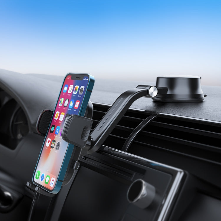 A190+X157 Car Phone Holder Dashboard Sucker Mount Stand  Retractable Clamp Arm, A190+X157