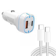 Load image into Gallery viewer, 38W PD20W + QC3.0 USB Car Charger with Type-C to Type-C Data Cable, Length: 1m, Type-C to Type-C Cable (White), Type-C to Type-C Cable (Black)