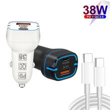 Load image into Gallery viewer, 38W PD20W + QC3.0 USB Car Charger with Type-C to Type-C Data Cable, Length: 1m, Type-C to Type-C Cable (White), Type-C to Type-C Cable (Black)