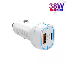 Load image into Gallery viewer, 38W PD20W + QC3.0 USB Car Charger with USB to Type-C Data Cable, Length: 1m, USB to Type-C Cable (White), USB to Type-C Cable (Black)